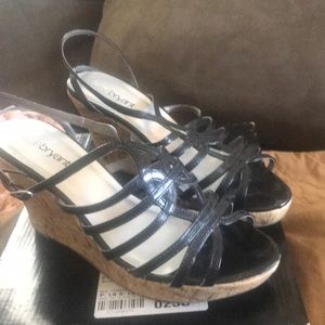 Women’s Lane Bryant Black Strappy Wedges Size 9w